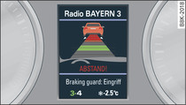 Combiné d'instruments : avertissement de collision